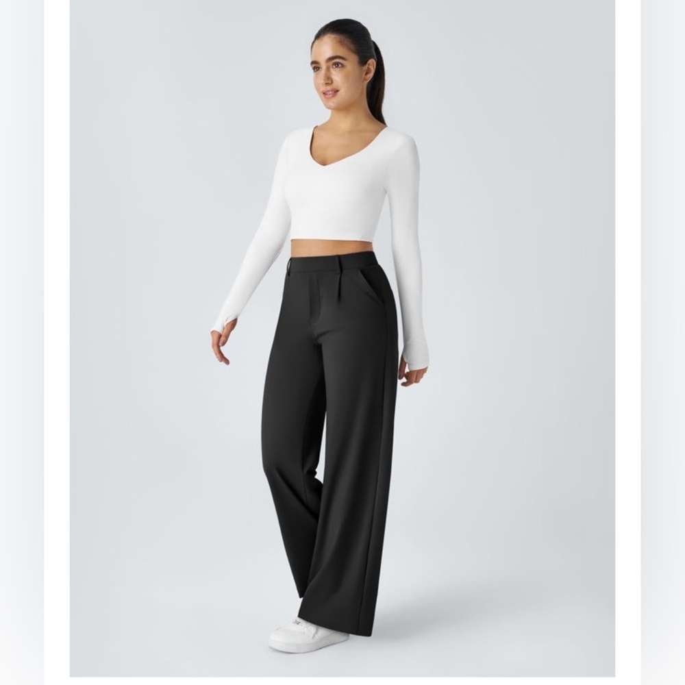HALARA Black High-Rise Wide-Leg Trousers